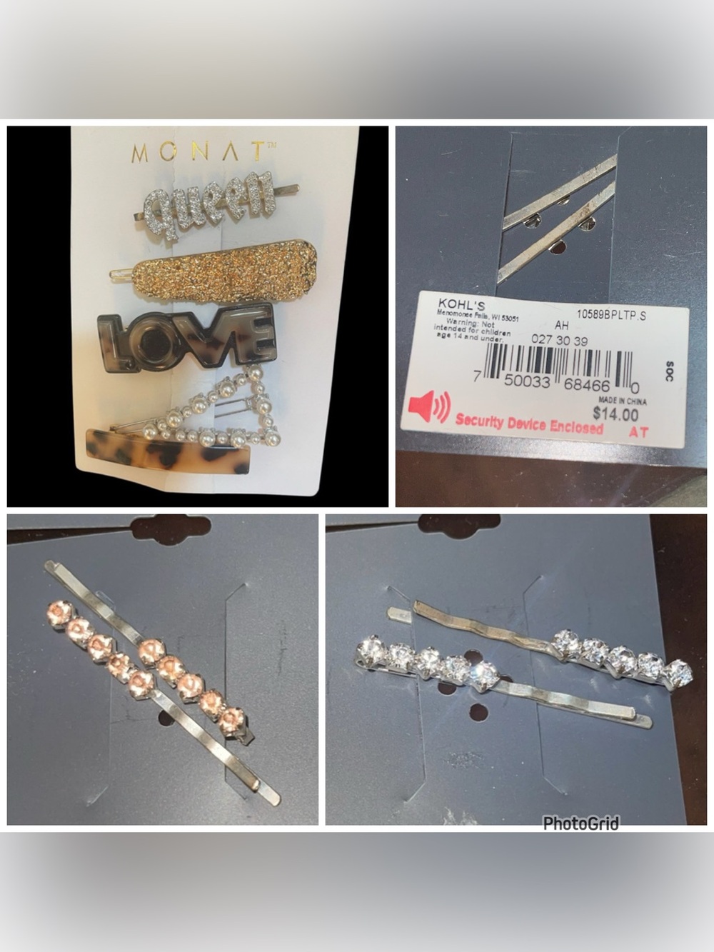 Monat Hair Clip Barrettes NWT
9pc Queen Love Pearl Tortoise Cheeta Sparkle